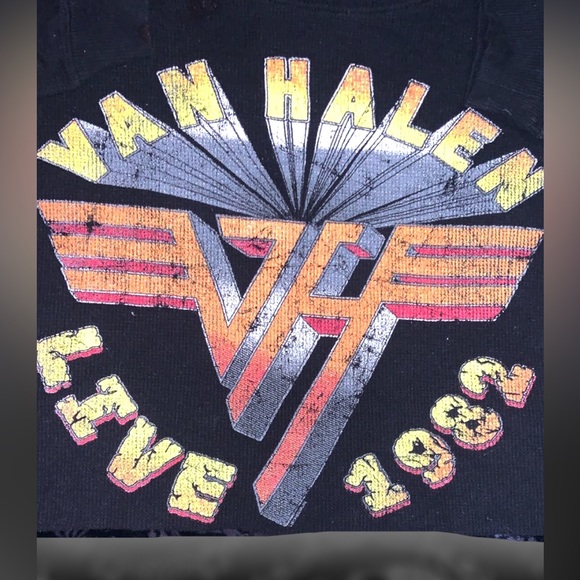 NWT VAN HALEN live 1982 long sleeve black graphic crop top size XL FOREVER 21! - Picture 2 of 3